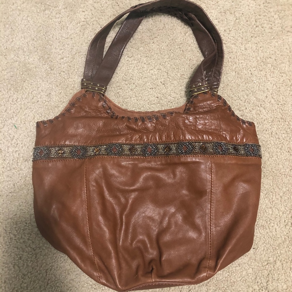 Brown beaded ‘the sak’ handbag